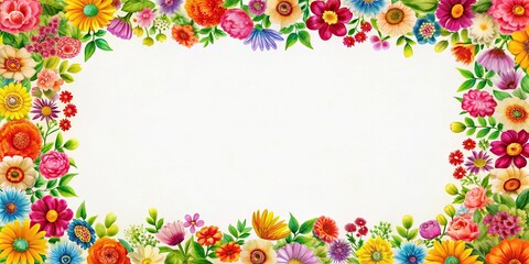 Aerial view of white paper with detailed floral decorations border