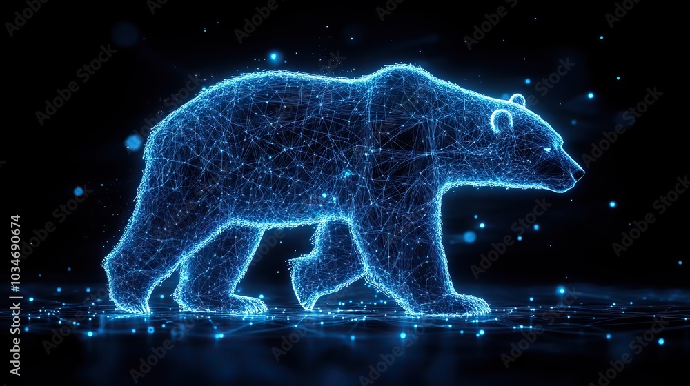 Poster abstract bear made of blue lines representing dat symbolizing polars dat analysis in python