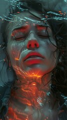 Underwater Portrait of a Woman with Closed Eyes