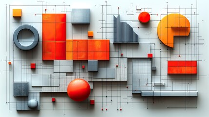 abstract composition illustrating the concept of brand guidelines with stylized objects emphasizing design principles and brand identity.illustration