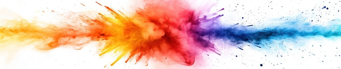 Obraz premium Abstract rainbow color ink splatter swirl background, fantasy flower texture watercolor illustration of paint brush stroke explosion