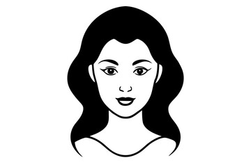 Beautiful woman face | isolated vector silhouette illustration on white background