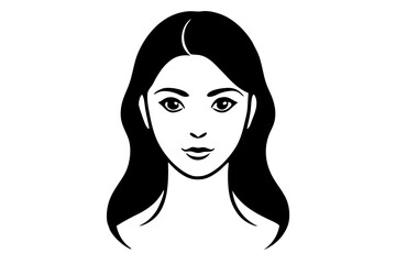 Beautiful woman face | isolated vector silhouette illustration on white background