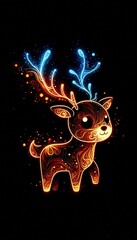 Fototapeta premium deer illustration cartoon 3d neon effect style