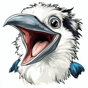 recommend clip art: Laughing kookaburra bird head cartoon illustration