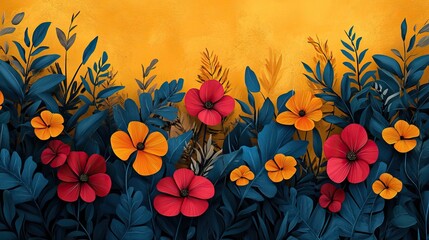 abstractof natural growth and blooming creativity featuring stylized flowers leaves and plants in vibrant colors