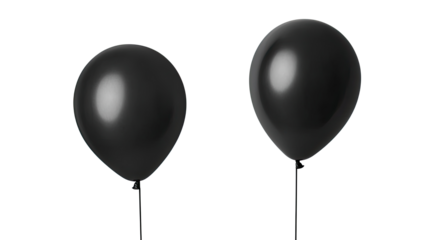 Collection of Black Balloons Isolated on a Transparent Background Generative AI