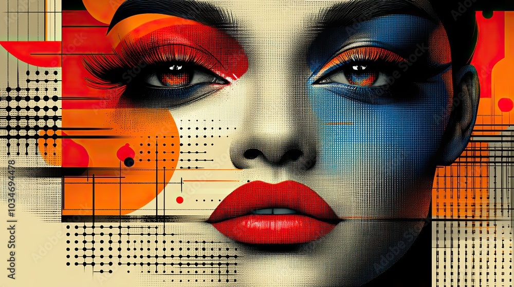 Poster abstractshowcasing fashion and personal style through figures and patterns vibrant colors and dynami