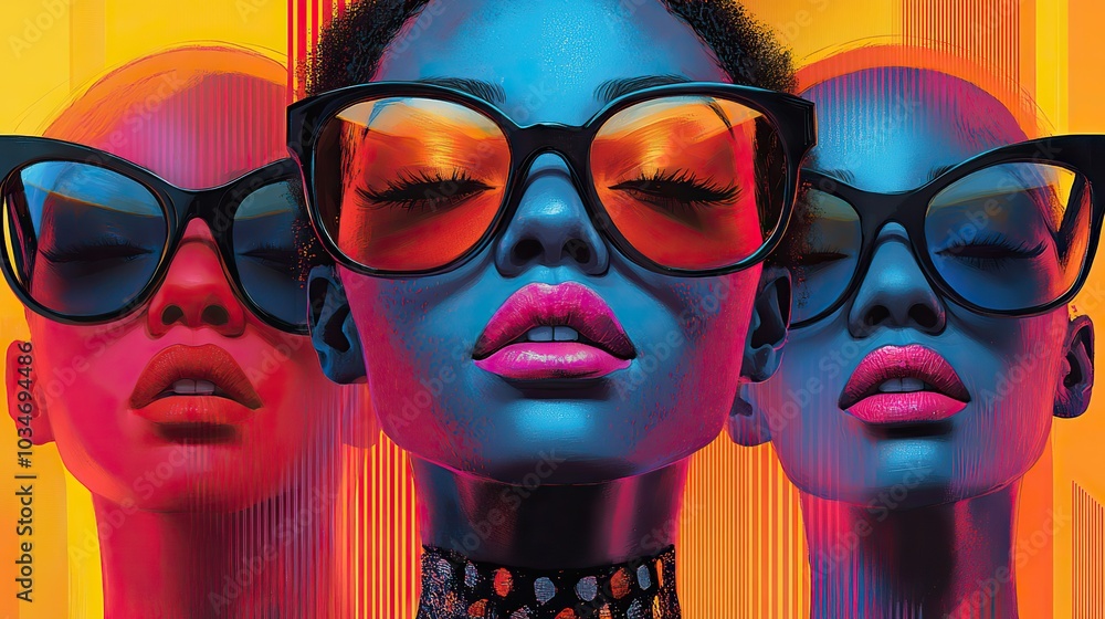 Poster abstractshowcasing fashion and personal style through figures and patterns vibrant colors and dynami