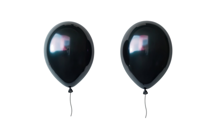 Pair of Black Balloons Floating on a Transparent Background Generative AI