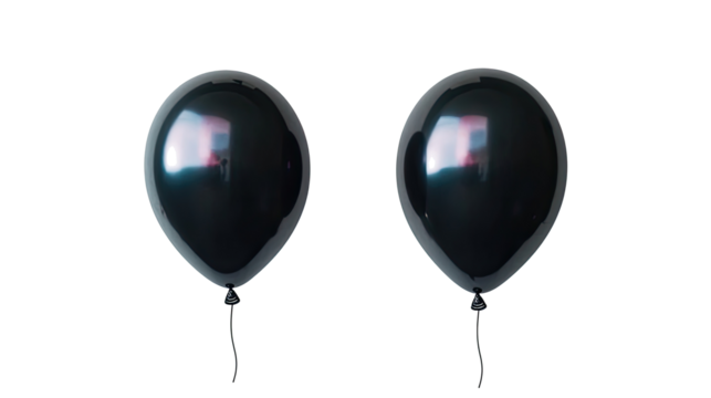 Pair of Black Balloons Floating on a Transparent Background Generative AI