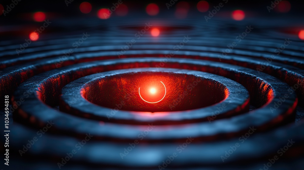Poster abstract image with central circular target symbolizing business goals and focus.stock image