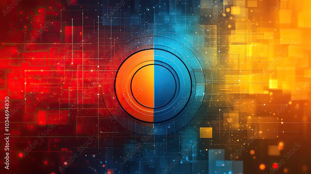 Poster abstract image with central circular target symbolizing business goals and focus
