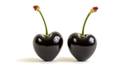 Delicious Black Cherries Displayed on a Transparent Background Generative AI