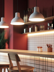 Modern bold restaurant kitchen | Black red white interior