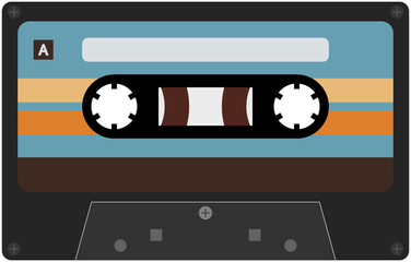 Old school tape cassette in vintage retro colors