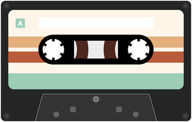 Old school tape cassette in vintage retro colors