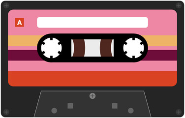 Old school tape cassette in vintage retro colors