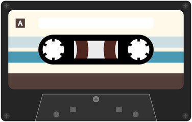 Old school tape cassette in vintage retro colors