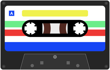 Old school tape cassette in vintage retro colors