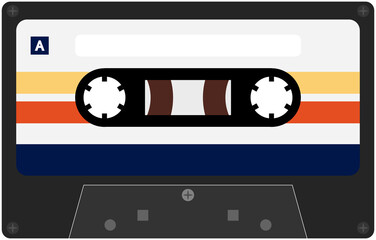 Old school tape cassette in vintage retro colors