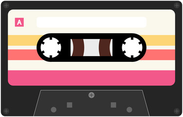 Old school tape cassette in vintage retro colors