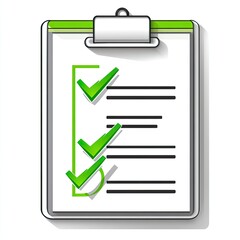 Clipboard with Green Checkmarks and Blank Checklist