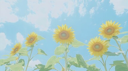 Sunflower garden with tall sunflowers reaching towards the sky against an isolated natural background  Vibrant serene and peaceful natural scenery showcasing the beauty of blooming sunflowers