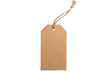 Brown kraft paper tag isolated on transparent or white background