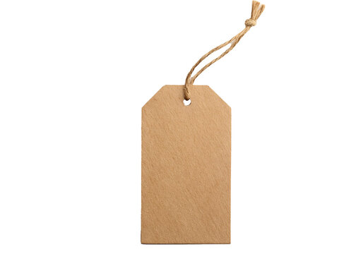 Brown kraft paper tag isolated on transparent or white background