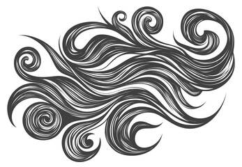 Fototapeta premium Flowing Abstract Swirls of Black Line Art
