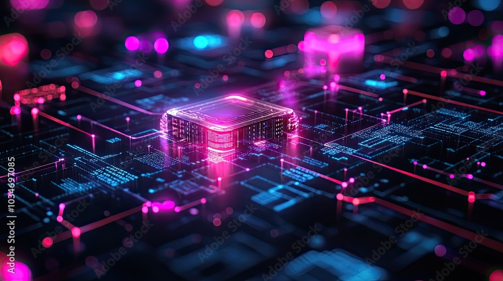 Poster abstract visualization of dat flow and storage representing dat warehousing concepts.illustration