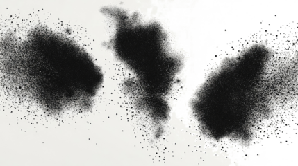 Set of Black Noise Stippled Dots on a Transparent Background Generative AI