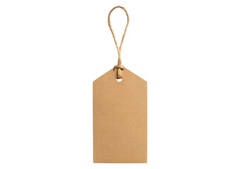 Brown kraft paper tag isolated on transparent or white background