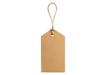 Brown kraft paper tag isolated on transparent or white background