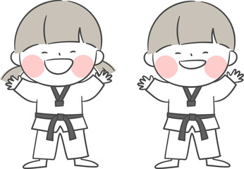 태권도를 하는 어린이 캐릭터