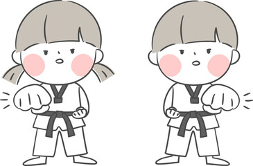 태권도를 하는 어린이 캐릭터