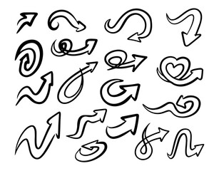 arrow style set cartoon doodle vector