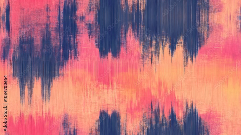 Poster ikat abstract blur seamless pattern ethnic swatch high quality illustration featuring a smudged boho