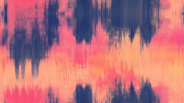 Ikat Abstract Blur Seamless Pattern Ethnic Swatch High quality illustration featuring a smudged boho traditional ikat thread design with fuzzy abstract blobs