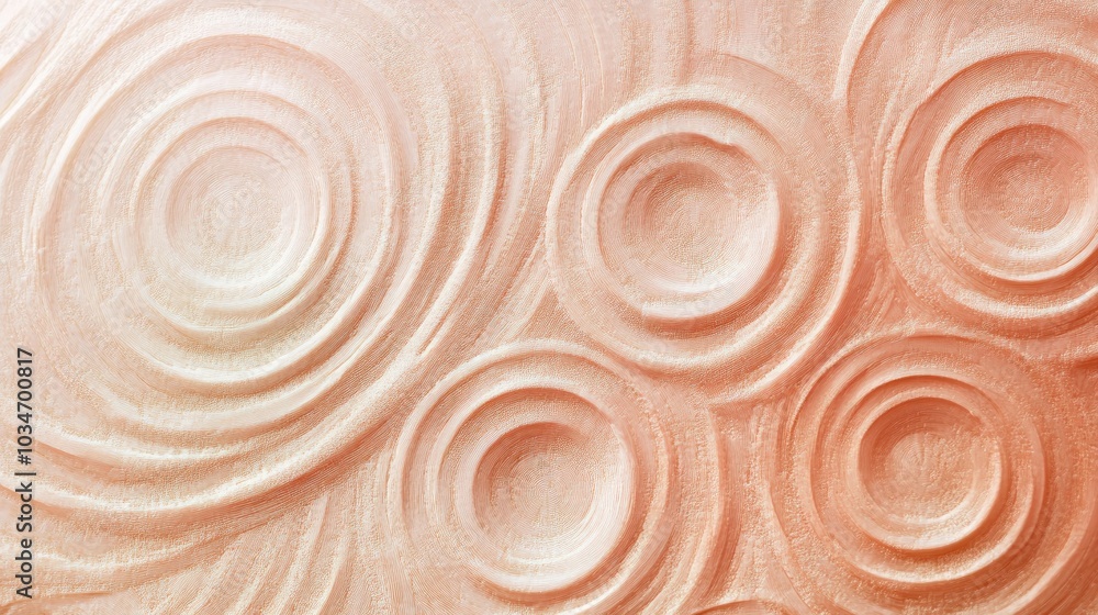 Poster peach fuzz textures with circular designs for creative projects
