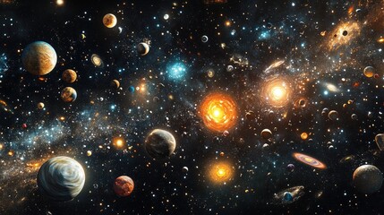Naklejka premium 3D cartoon rendering of a panoramic space scene featuring a galaxy filled with stars and nebulae