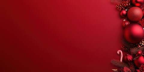 Festive Red Holiday Background with Ornaments