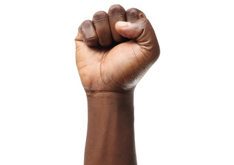 Black Man hand fist isolated on transparent or white background