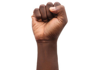 Black Man hand fist isolated on transparent or white background
