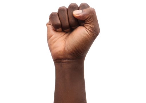 Black Man hand fist isolated on transparent or white background - Powered by Adobe