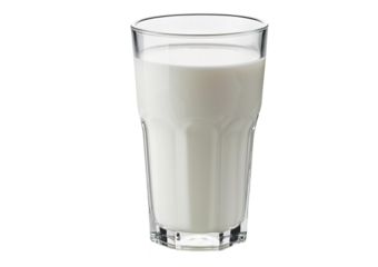 Glass milk on transparent or white background
