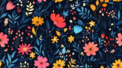 Seamless floral cartoon pattern for wrapping paper fabrics accessories and children s clothing