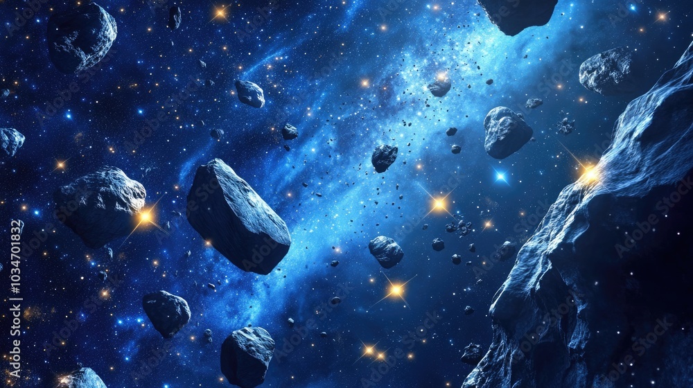 Aufkleber cartoon style 3d rendering of stars in a galaxy within open space
