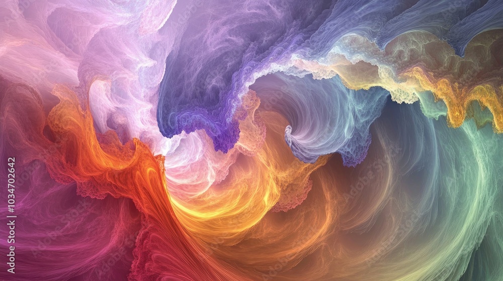Fototapete abstract multicolored fluffy fractal image created using computer graphics
